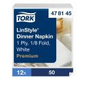 Tork LinStyle White Dinner Napkin 8 Fold 1x600 EA
