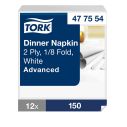 Tork White Dinner Napkin 2ply 8 Fold 12x150 EA