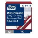 Tork Bordeaux Red Dinner Napkin 2ply 12x150'S