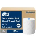Tork Matic Soft Paper Hand Towels White w Grey Leaf H1 2ply 1x6 EA