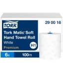 Tork Matic Soft Paper Hand Towels White w Blue Leaf H1 2ply 1x6 EA