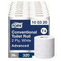 Tork Conventional White Toilet Roll 2ply 320sheet 1x36 EA