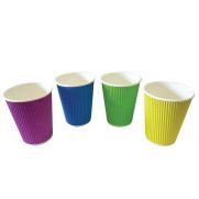 Mixed Colours Cross Ripple Hot Paper Cups 12oz 1x500 EA