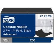 Tork Black Cocktail Napkin 2ply 12x200 EA