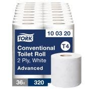 Tork Conventional White Toilet Roll 2ply 320sheet 1x36 EA
